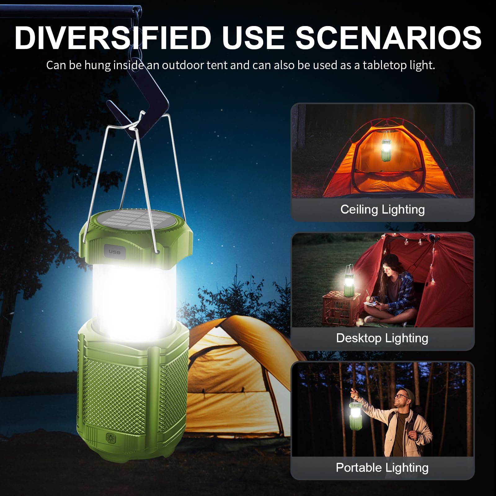 Amazon.com: Camping Lantern 5000mAh Solar Hand Crank Telescopic